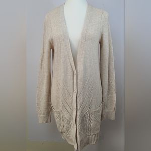 Moth Anthro cashmere blend knit coastal button-down cardigan, sz L (PTP 18.5")